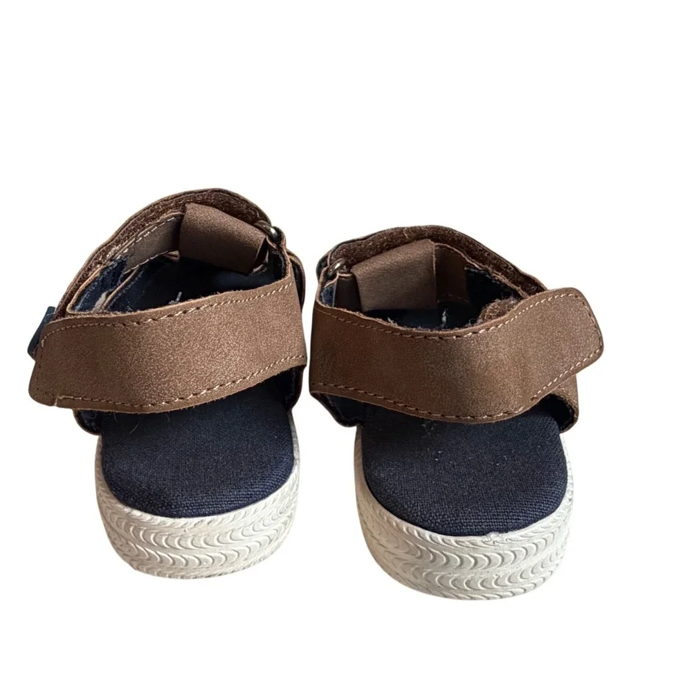 Cat & Jack Toddler Boys Brown Fisherman Sandals Size 7 Hook Loop Caged Shoes